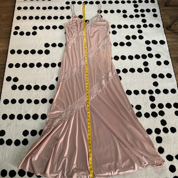 Vintage Y2K 90s Satin Sheer Lace Long Maxi Lingerie Slip Dress Nightgown - Picture 15 of 16